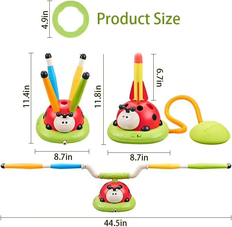 3-in-1 children's remote control outdoor toys, ring-tossing games and stomping feet to launch rocket launchers