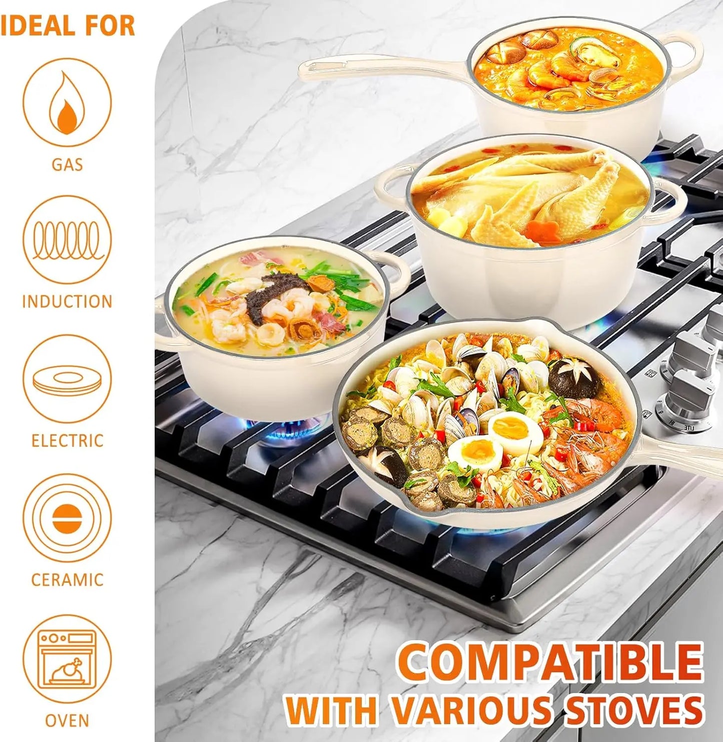 7-Piece Enameled Cast Iron Cookware Set