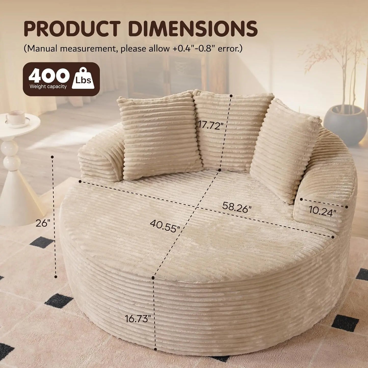 58-inch oversized round recliner