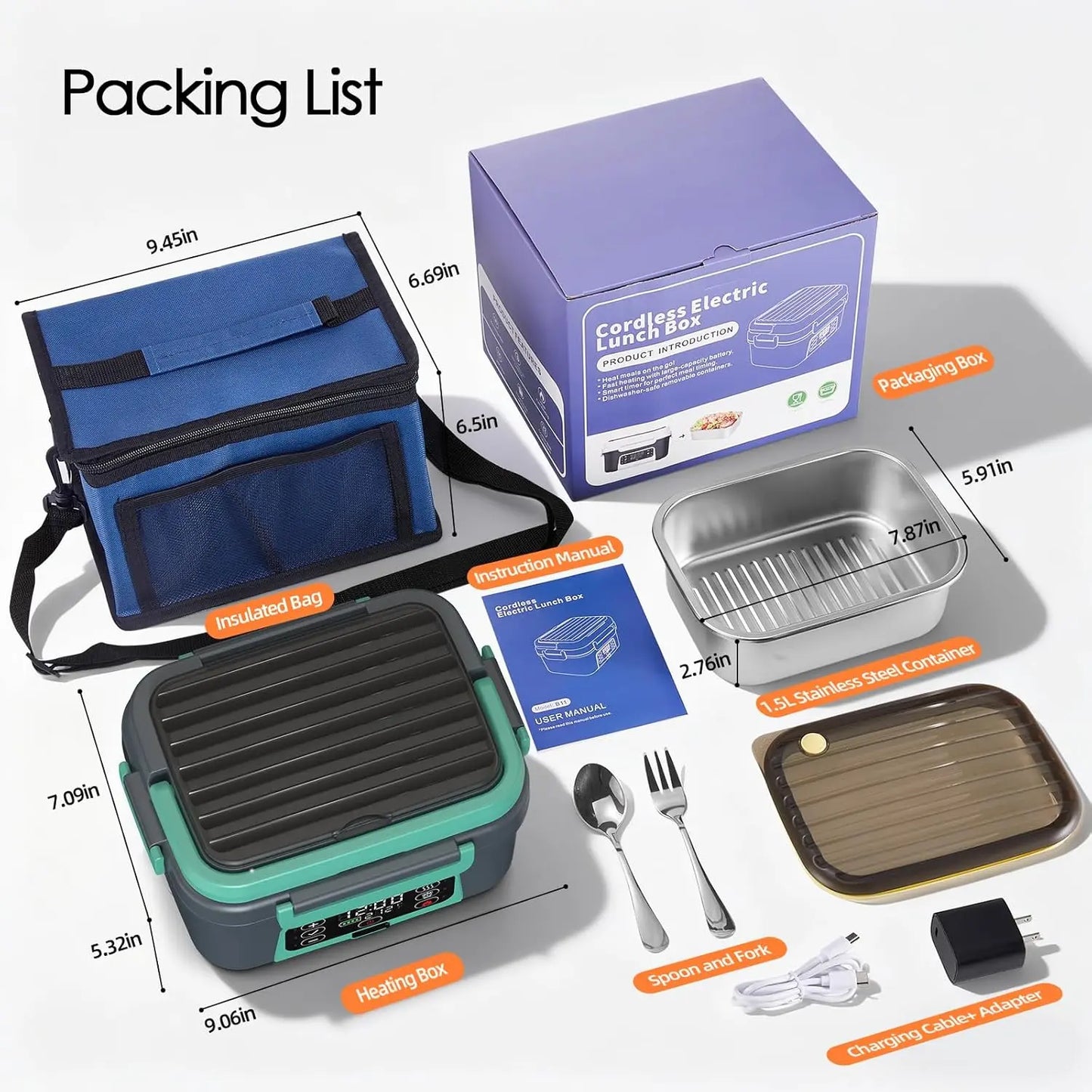 Cordless electric lunch box