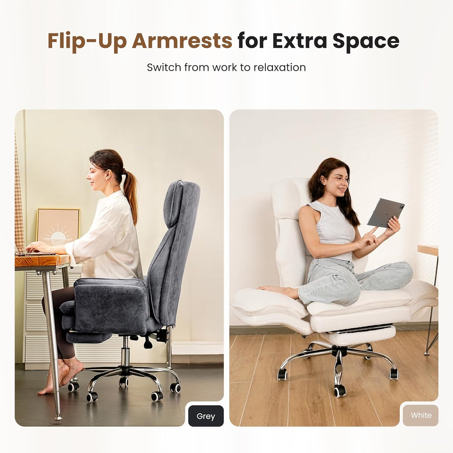 Ergonomic computer game chair with pet-flipping armrests