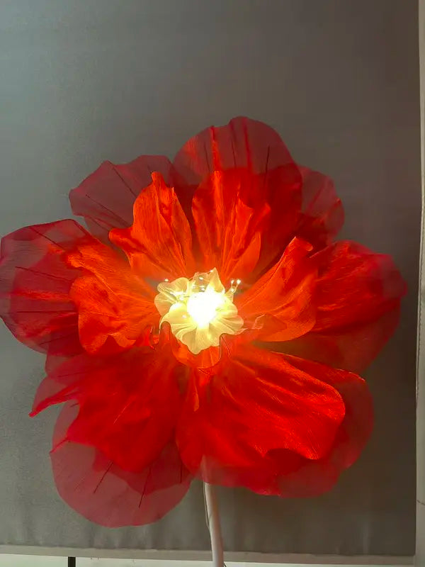 70-inch height Silent automatic opening and closing Silk satin floor-length poppy print