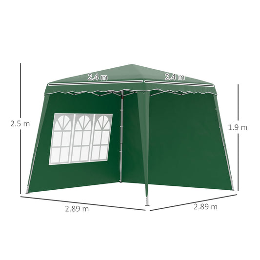 Pop Up Gazebo with 2 Sides and Carry Bag - UV50+ Garden Shelter
