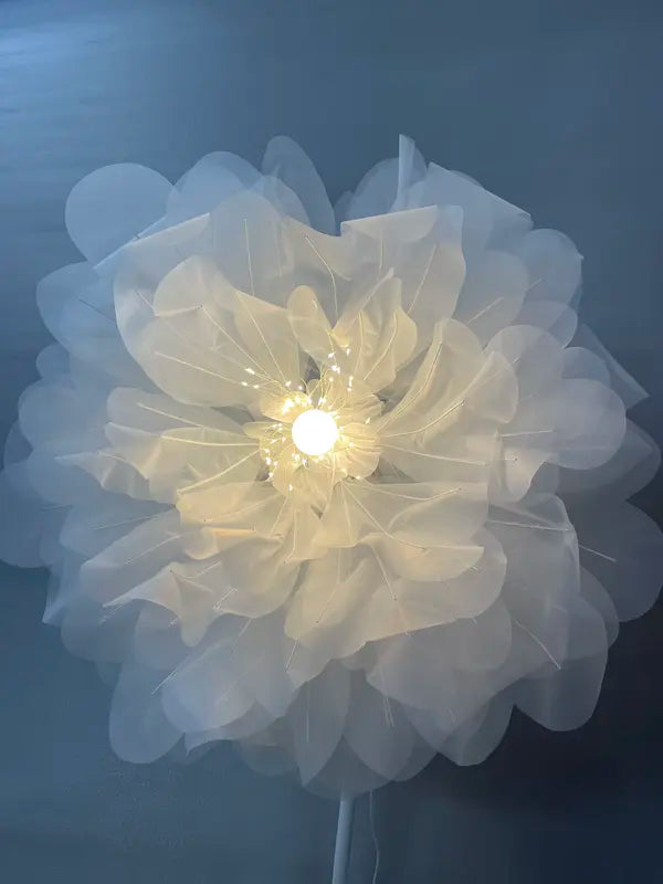 70-inch height Silent automatic opening and closing Silk satin floor-length poppy print