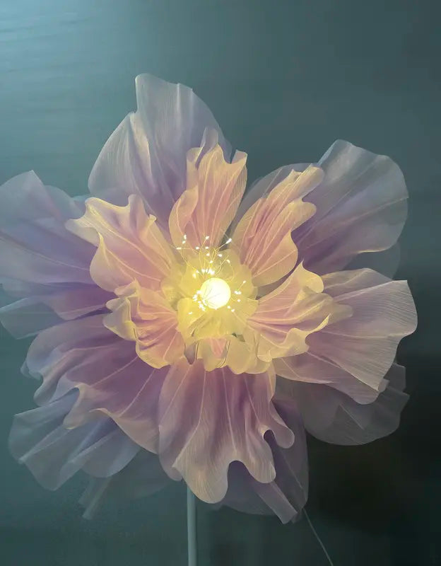 70-inch height Silent automatic opening and closing Silk satin floor-length poppy print