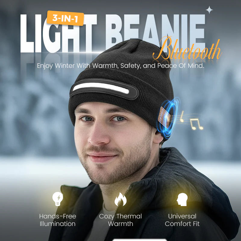 Rechargeable Bluetooth Beanie Hat with Light