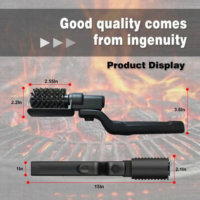 🔥Wireless Adjustable Electric BBQ Brush with 2 Interchangeable Stainless Steel Heads for Deep Cleaning