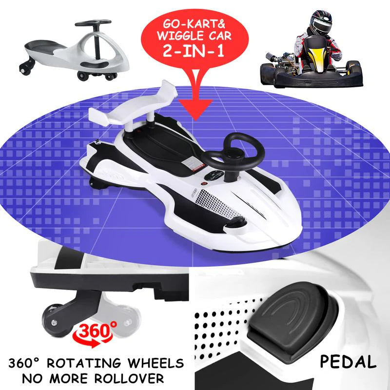 12V Electric Wiggle Ride-On with Flash Wheels & Music