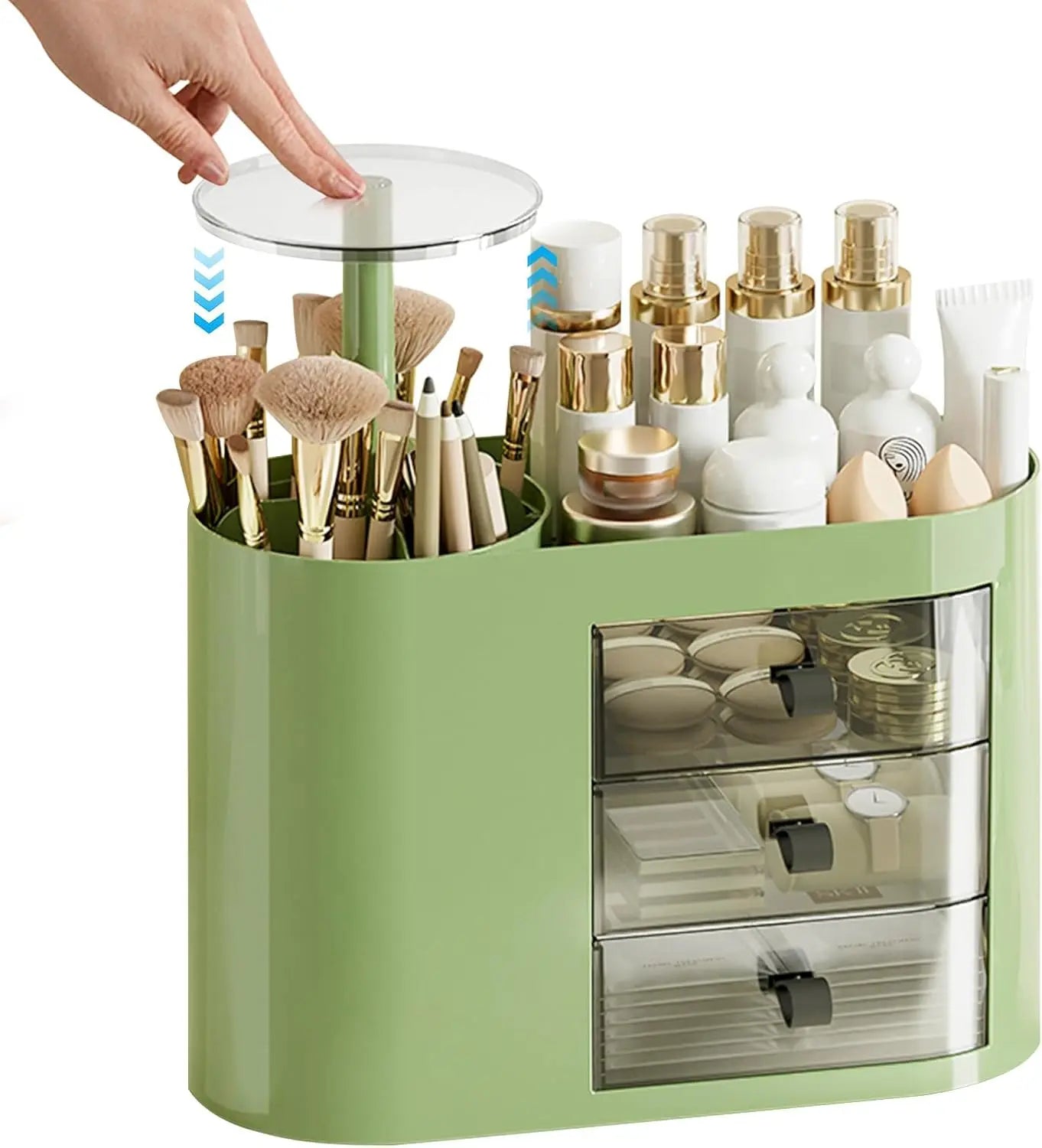 Three-drawer cosmetic storage box