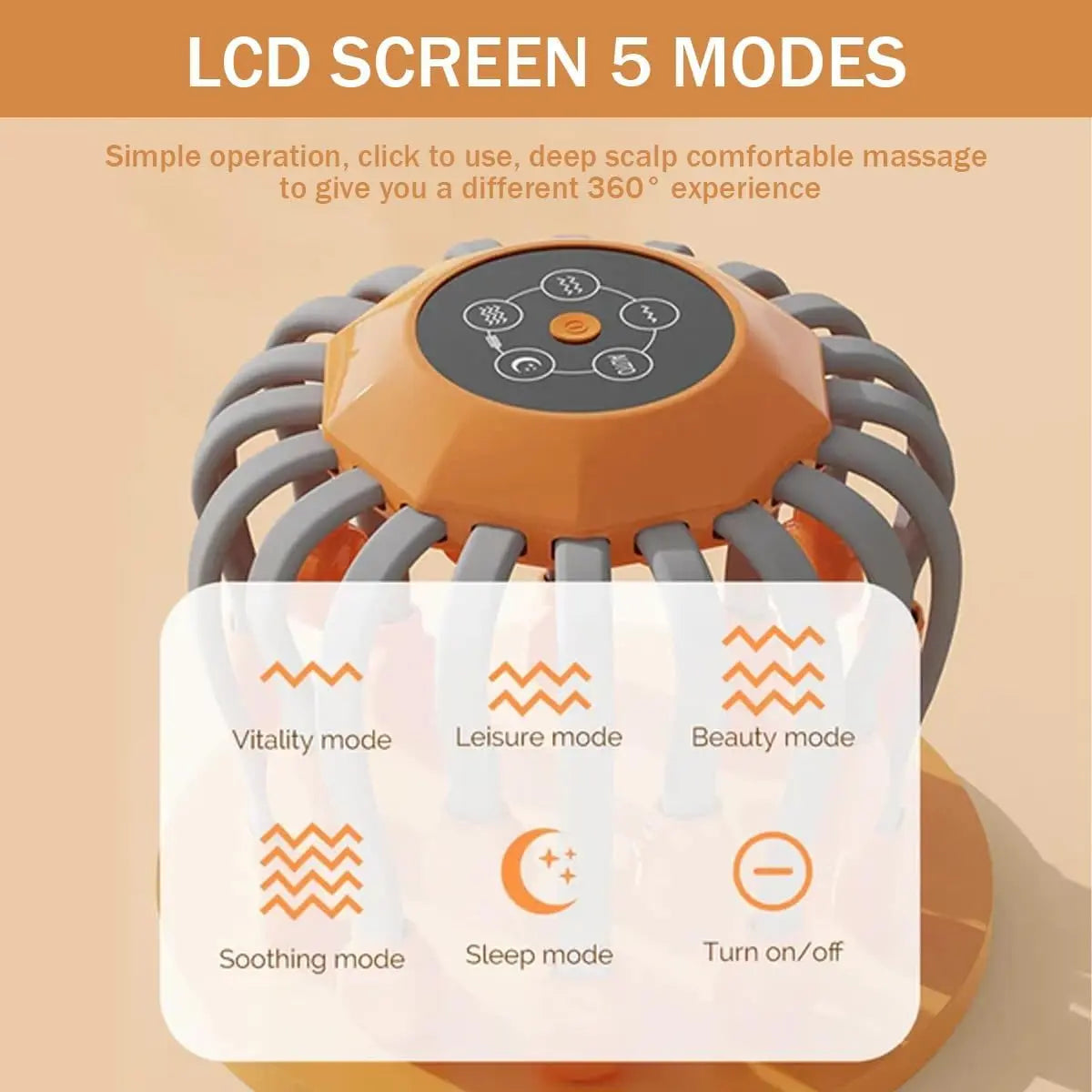 Anti-stress 360° all-round electric scalp massager