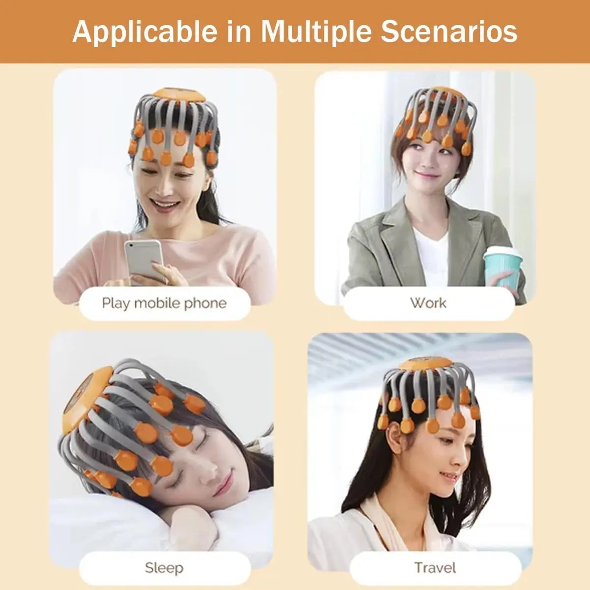 Anti-stress 360° all-round electric scalp massager
