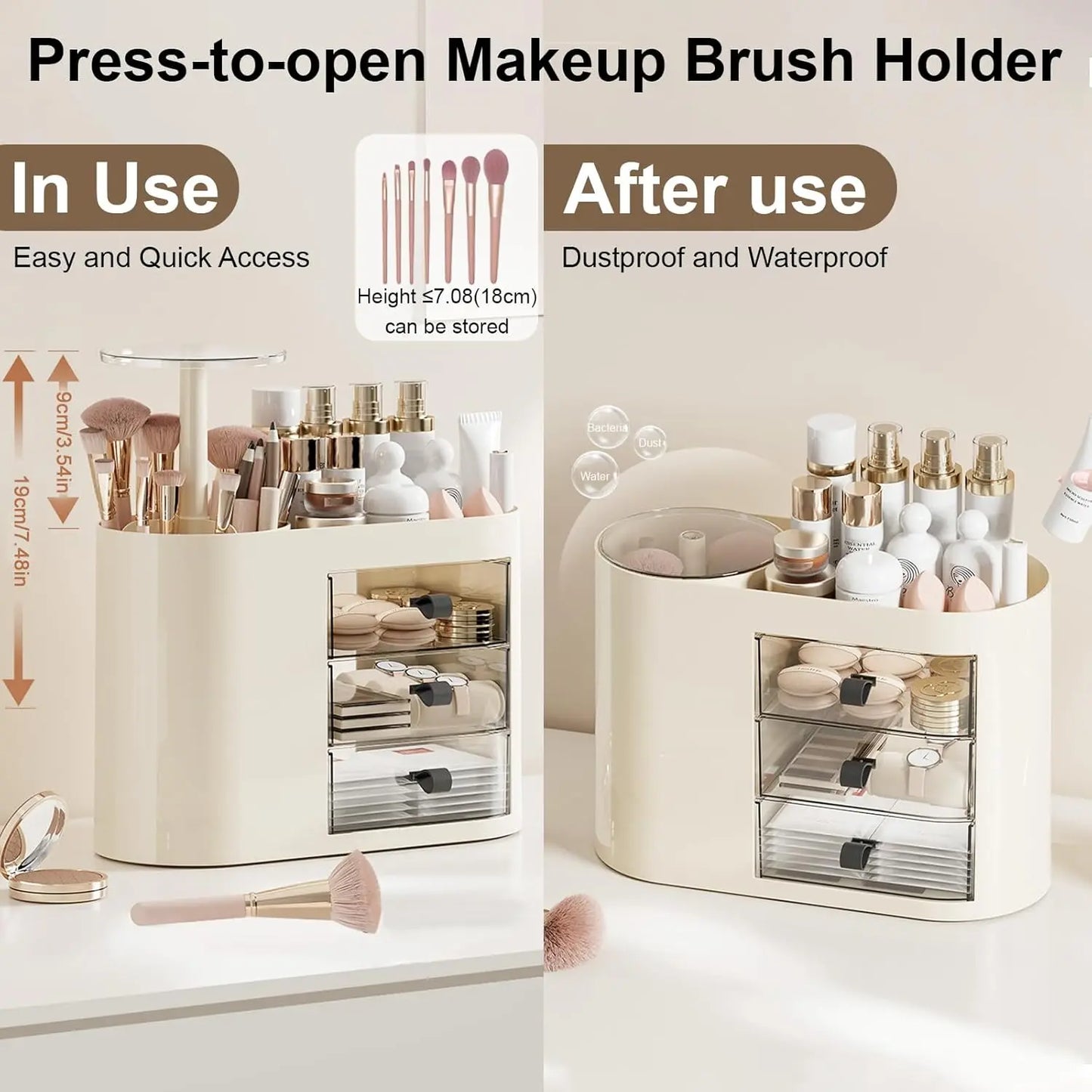 Three-drawer cosmetic storage box