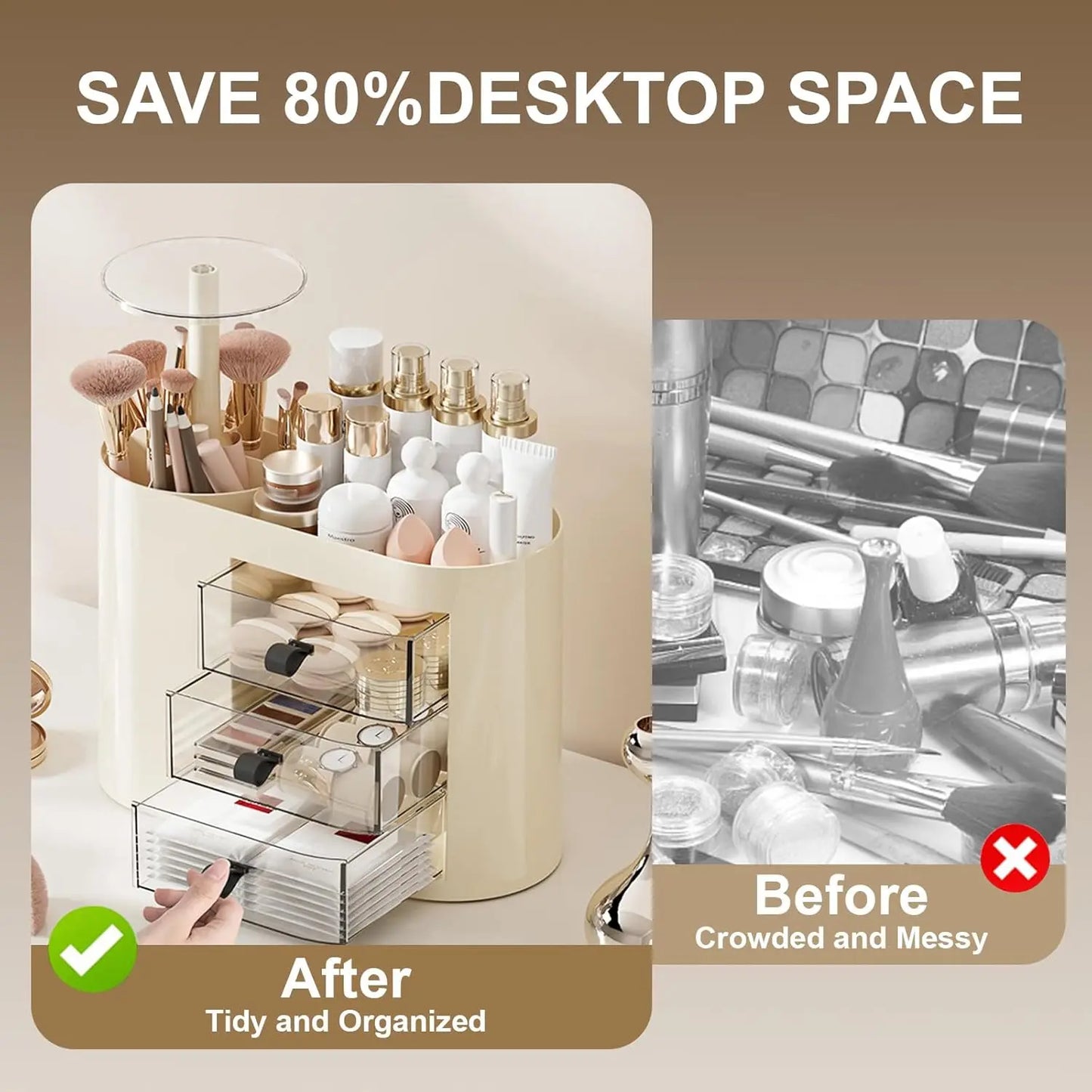 Three-drawer cosmetic storage box