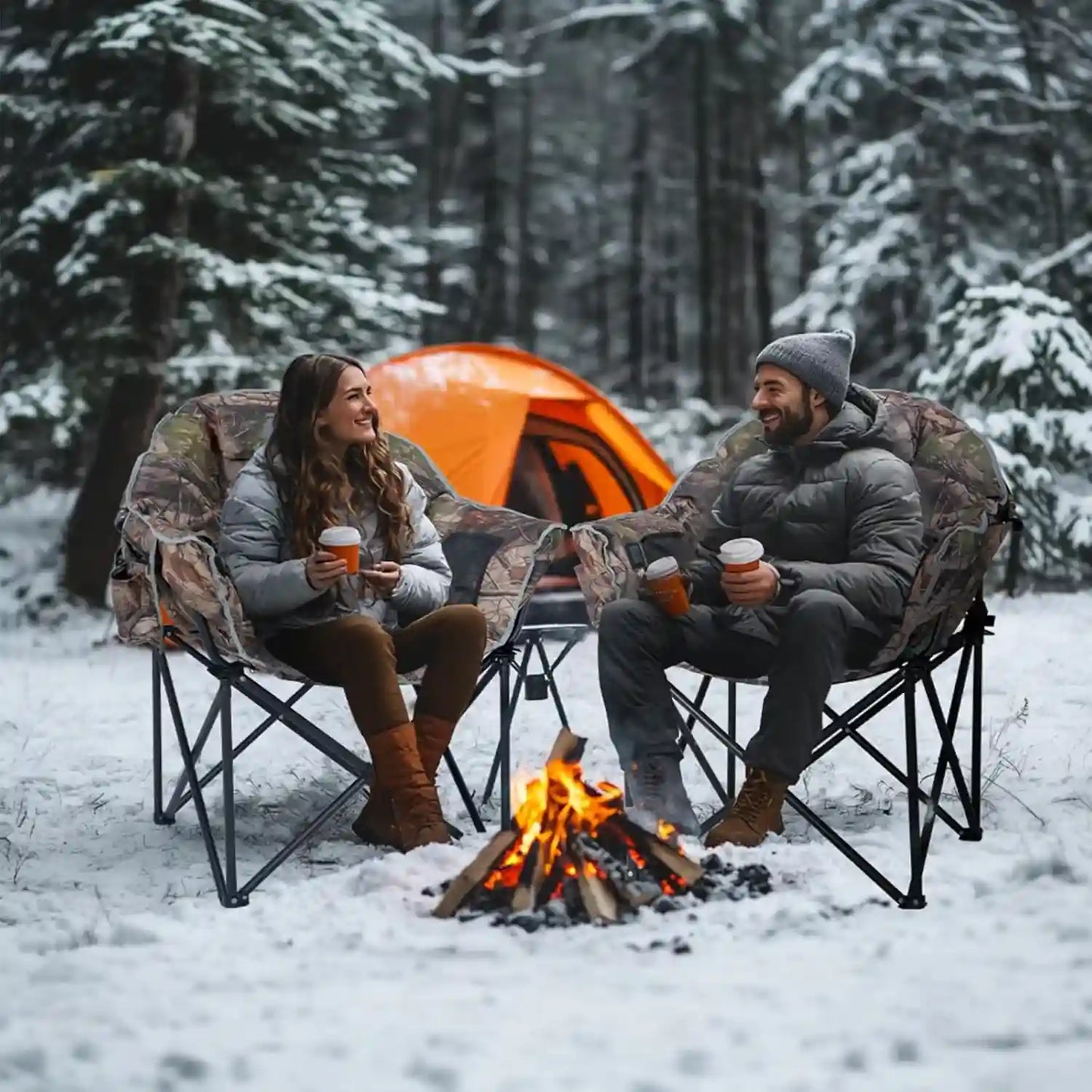 Extra-large heated camping chair