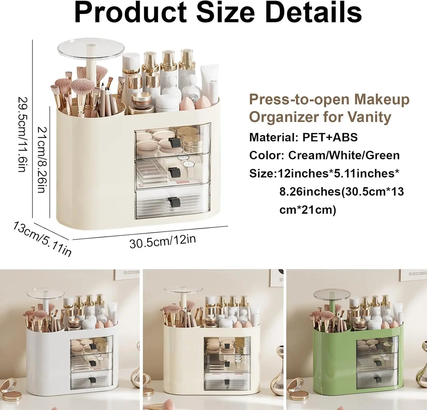 Three-drawer cosmetic storage box