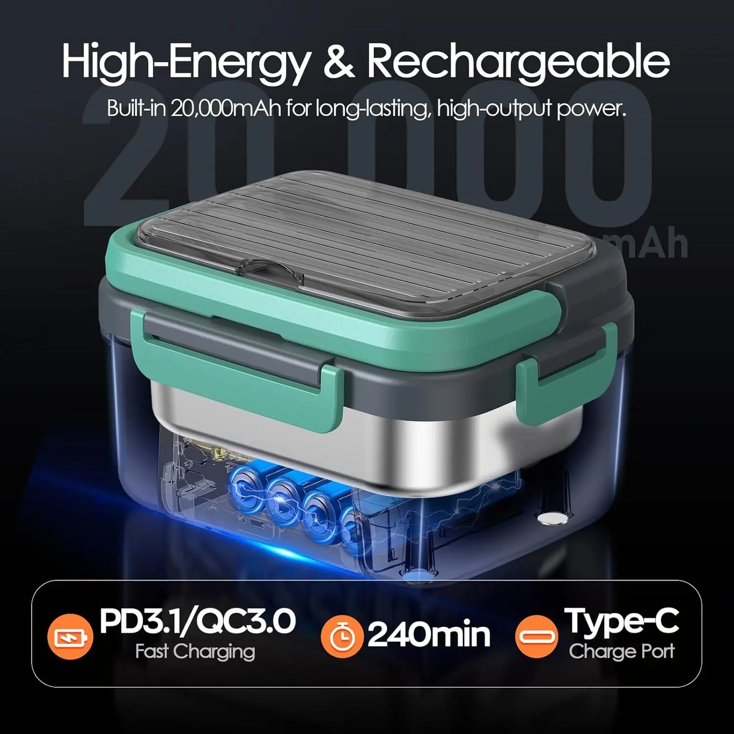 Cordless electric lunch box