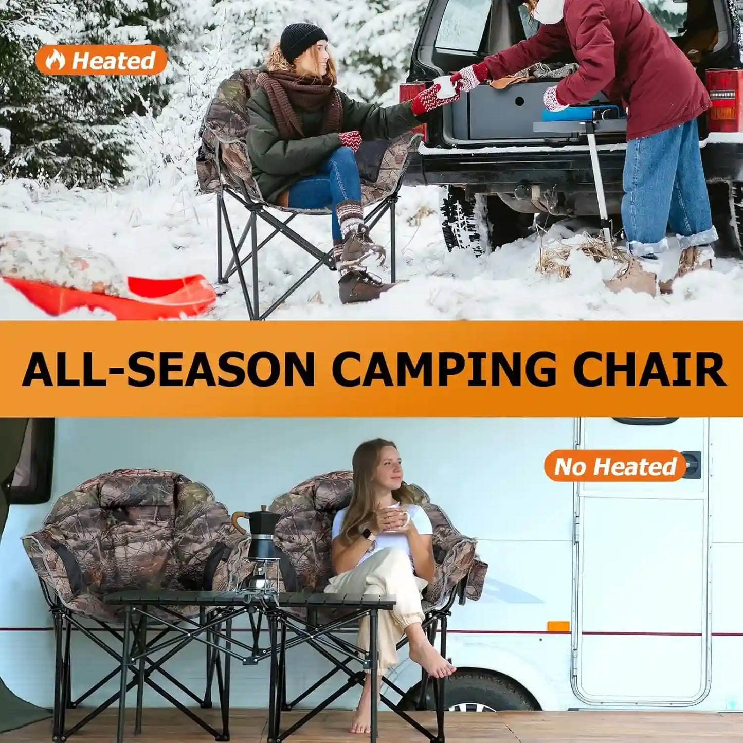 Extra-large heated camping chair