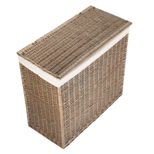 Large Rectangular Partition Wicker Laundry Basket