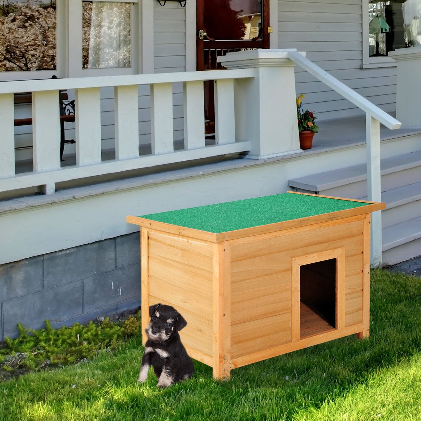 82cm Elevated Dog Kennel Wooden Pet House Outdoor Waterproof