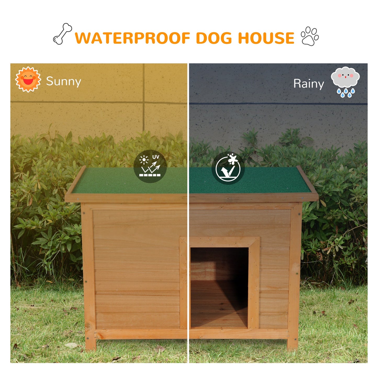 82cm Elevated Dog Kennel Wooden Pet House Outdoor Waterproof