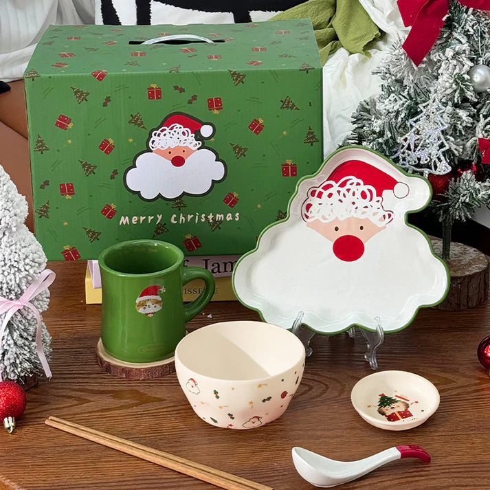 🎅 Christmas Cat Ceramic Dinnerware Set| Perfect Holiday Gift & Festive Table Essential for 2025