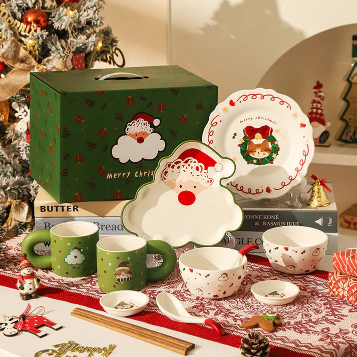 🎅 Christmas Cat Ceramic Dinnerware Set| Perfect Holiday Gift & Festive Table Essential for 2025