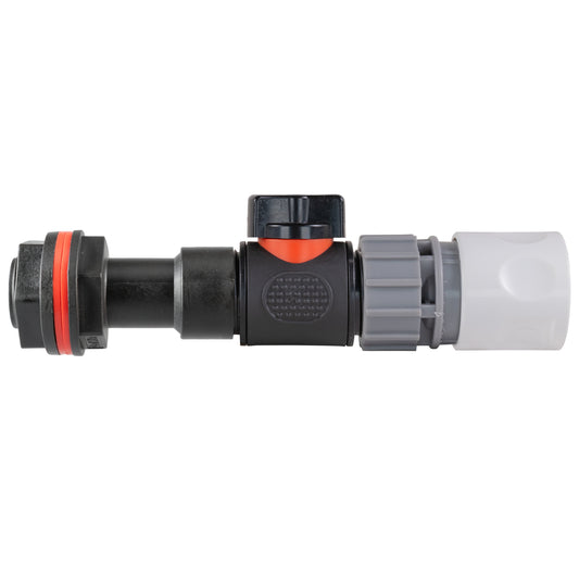 Water Butt Extension Kit 3/4" with In-Line Valve + Female Quick Connector WL and Drill Bit