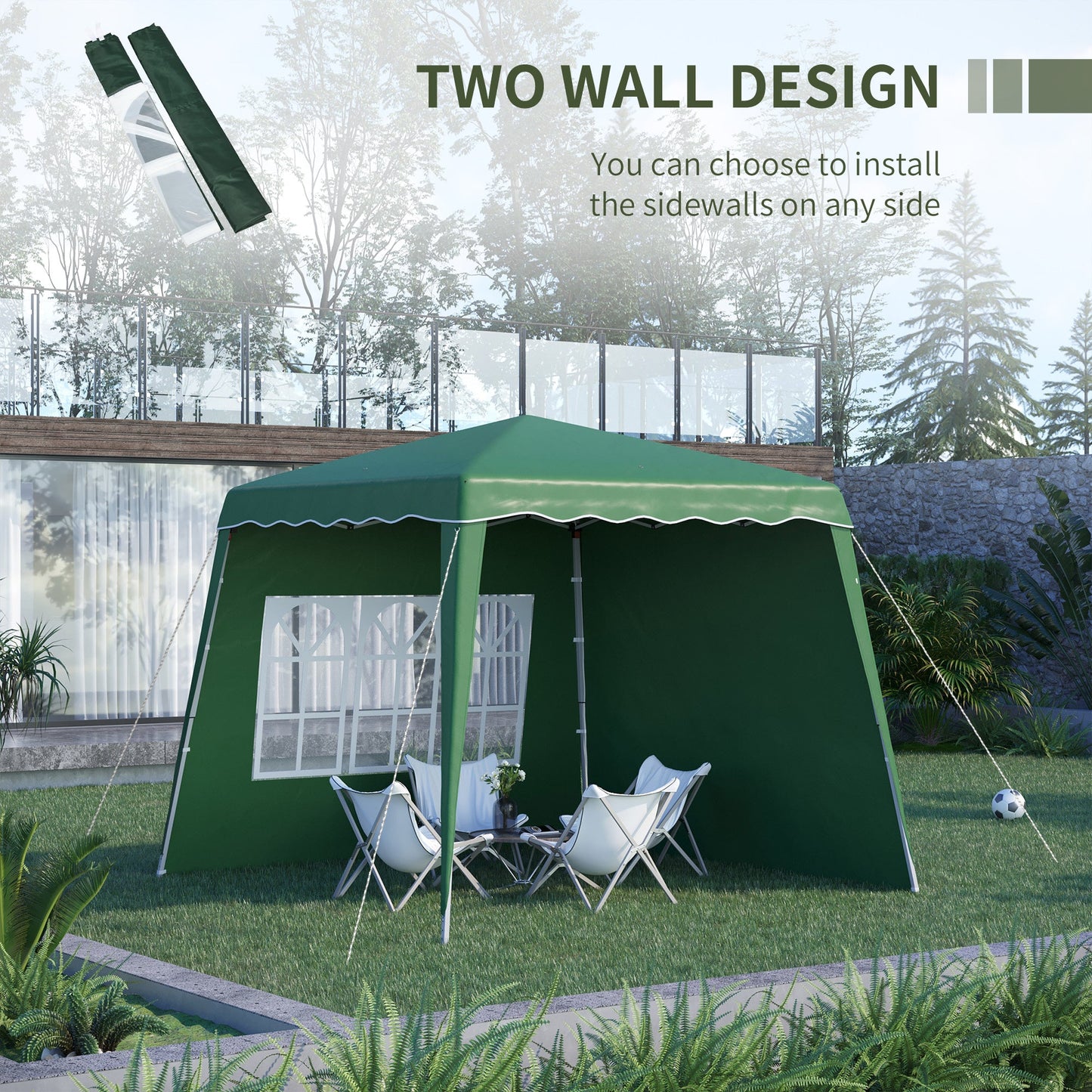 Pop Up Gazebo with 2 Sides and Carry Bag - UV50+ Garden Shelter