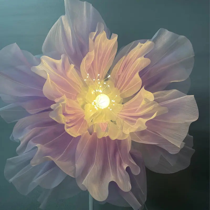 70-inch height Silent automatic opening and closing Silk satin floor-length poppy print