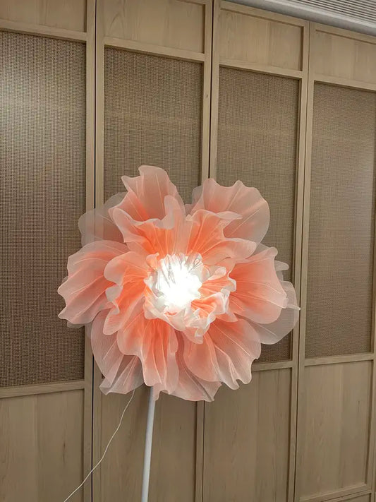 70-inch height Silent automatic opening and closing Silk satin floor-length poppy print