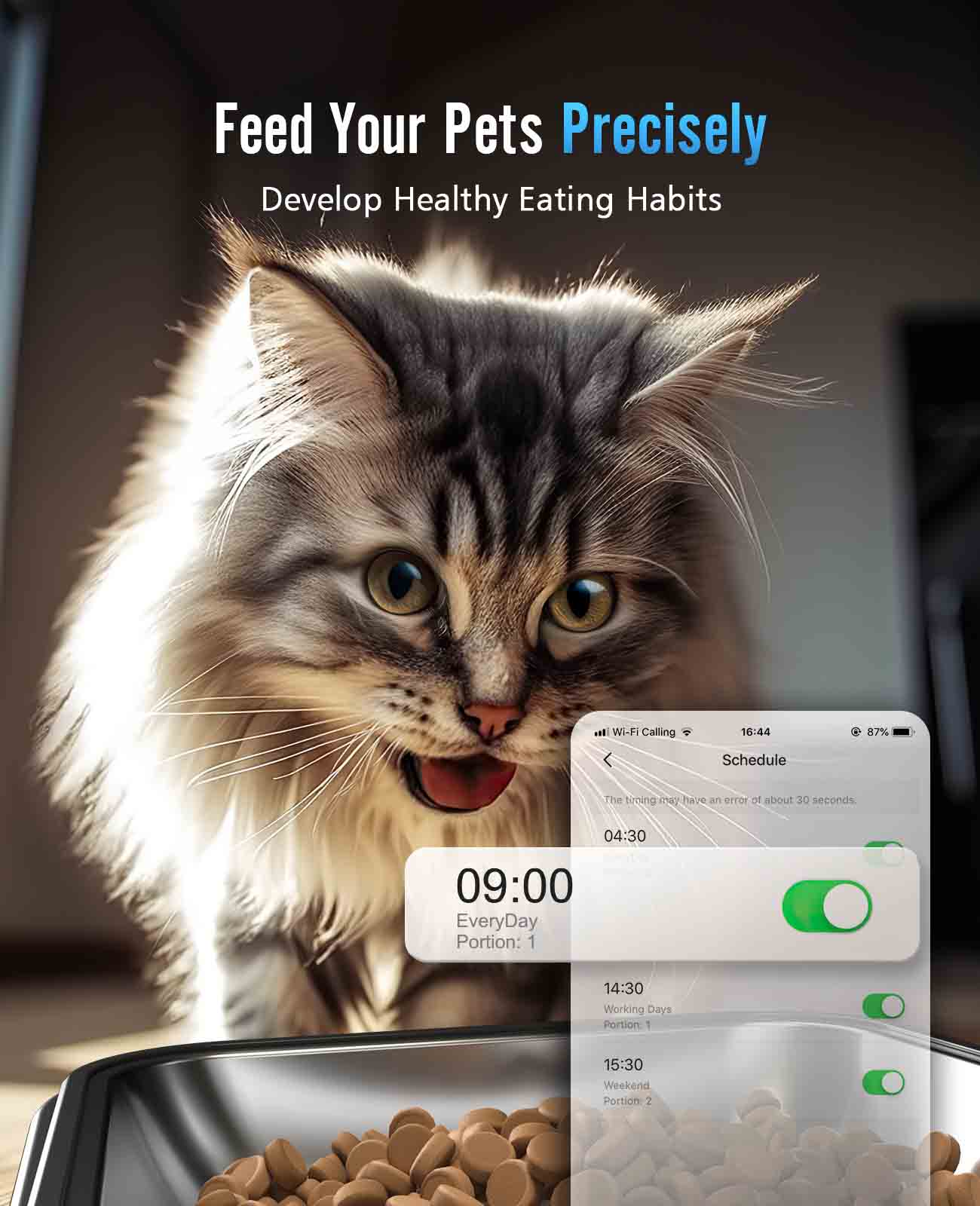 Oneisall 5L Automatic Cat Feeder with APP Control  for Two Cats
