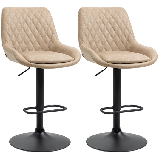 Comfortable Adjustable Retro Bar Stools Set of 2 - Light Khaki